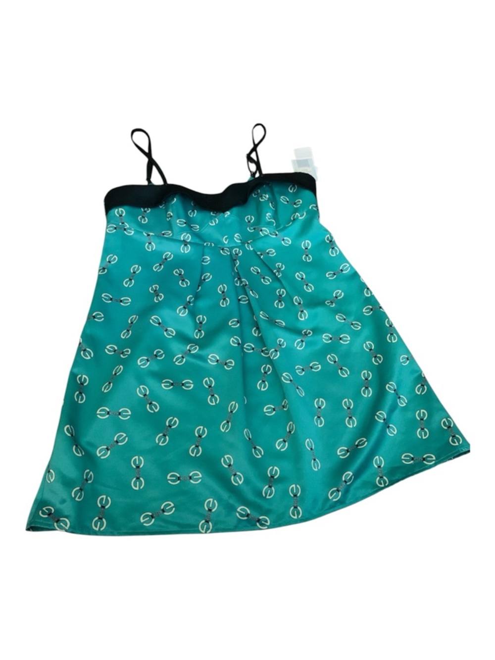 Marc Ecko Teal Satin Mini Dress with Black Trim